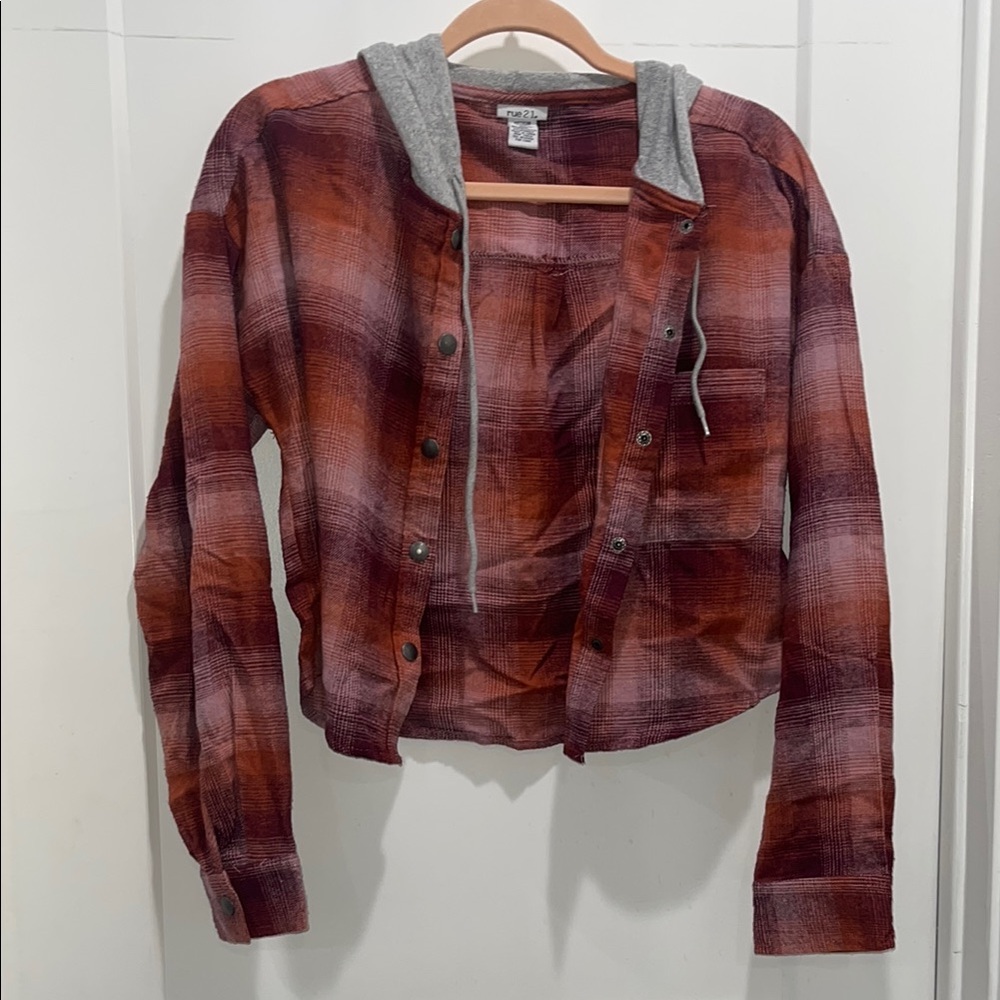 Rue 21 Plaid Hooded Jacket